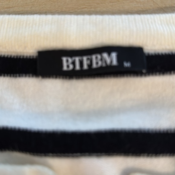 Women’s Striped Button-Up Sweater - Black and White - Picture 2 of 7